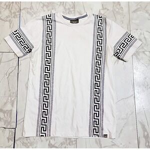 Level Ten Couture Mens Small White T-Shirt Black Goth Y2K